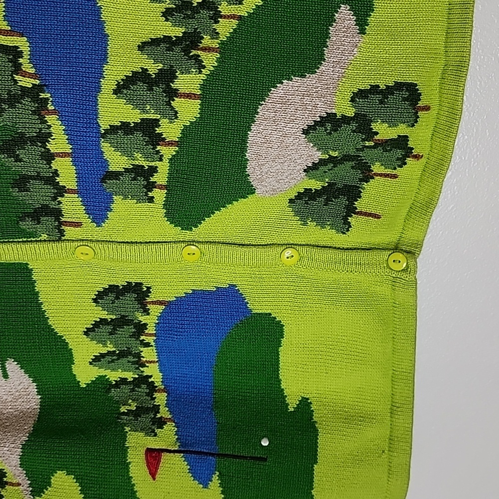 Vintage Classic Marisa Christina Green Golf Course Button Down Sweater Graphic - Picture 2 of 14